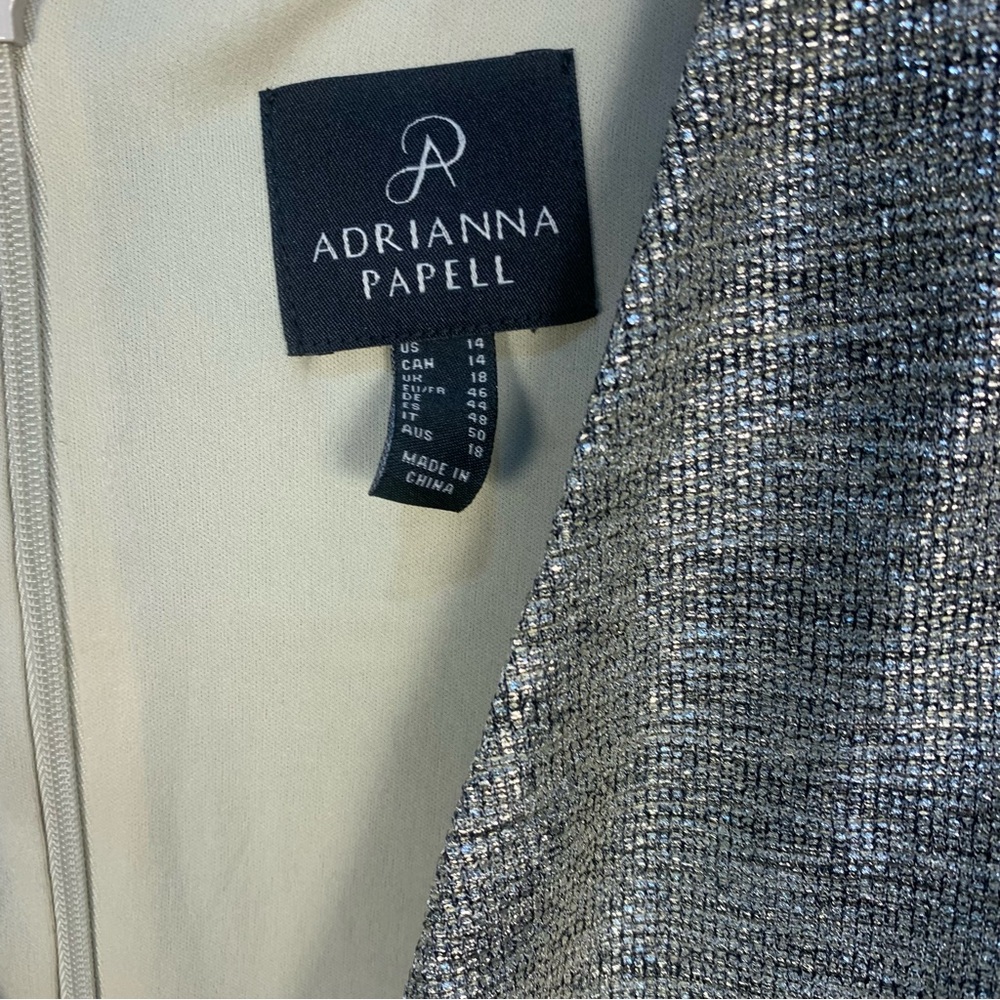 Adriana Papell Metallic Foiled Jersey Wrap Dress - Picture 3 of 13